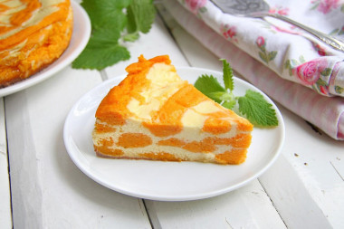 Cottage cheese casserole with pumpkin in the oven