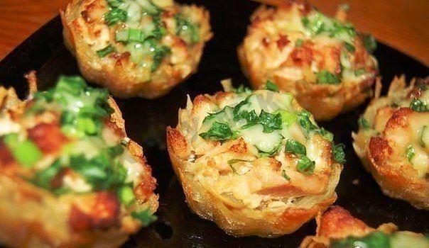 Potato tartlets with chicken fillet