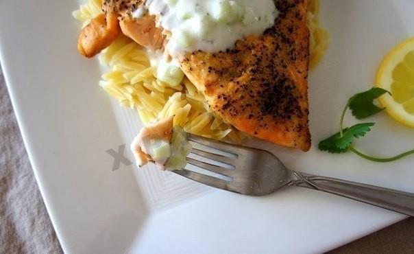 Greek salmon with tzatziki sauce