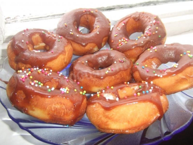 Cool donuts in a pan with cottage cheese