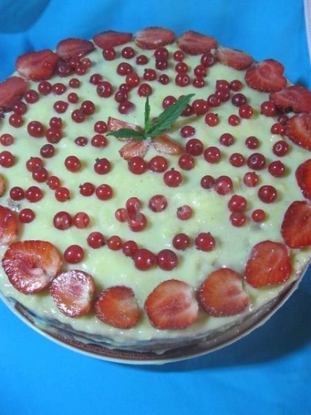 Sour cream cake with berries