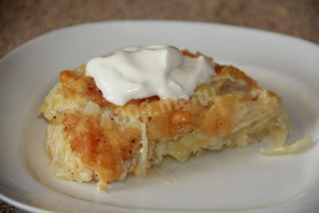 Cabbage casserole with corn and cheese