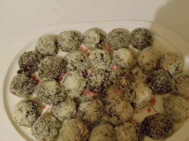 Raffaello candies with chocolate and almonds