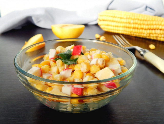 Crab sticks salad with apple and corn