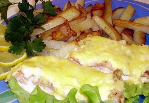 Pink salmon with cheese