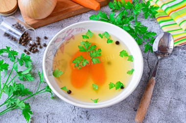 Pork broth on meat bones