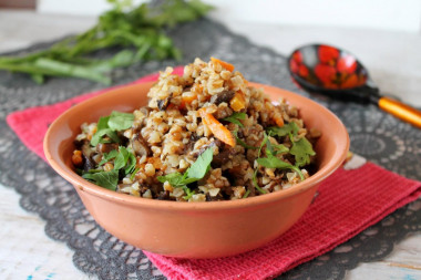 Buckwheat porridge with mushrooms and onions