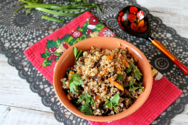 Buckwheat porridge with mushrooms and onions