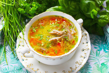 Chicken broth with noodles