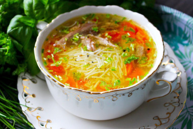 Chicken broth with noodles