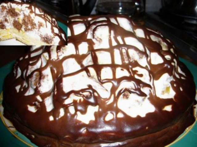 Sponge cake with chocolate glaze Count's ruins