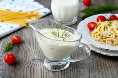 Pasta sauce Carbonara with cream