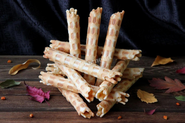 Margarine waffles crispy in a waffle iron