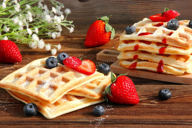 Viennese waffles without butter in a waffle iron