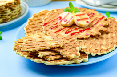 Banana waffles in a waffle iron