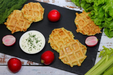 Zucchini waffles in a waffle iron