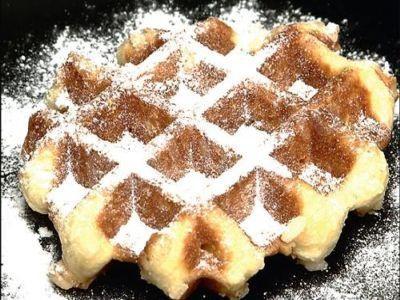 Belgian Liege waffles in a waffle iron