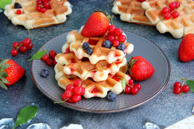 Viennese waffles in vegetable oil and water