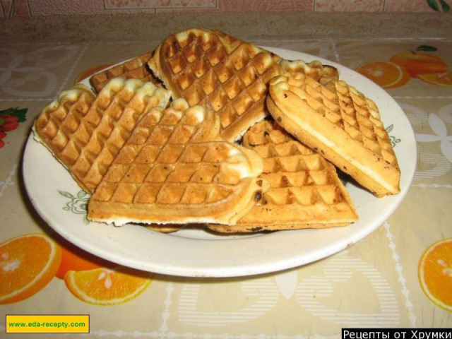 Waffle cookies on mineral water