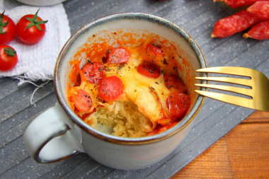 Pizza in a mug in the microwave