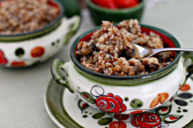 Buckwheat with mushrooms and onions in a slow cooker