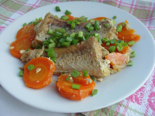 Pollock in a slow cooker with carrots