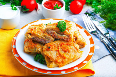 Cabbage rolls in a slow cooker in tomato sauce