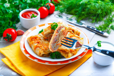 Cabbage rolls in a slow cooker in tomato sauce