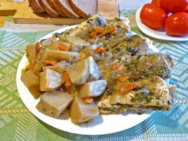 Fish and potatoes in a slow cooker