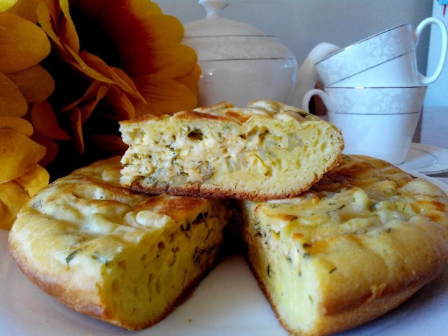 Cheese pie in a slow cooker in aspic