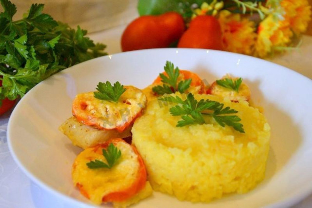 Fish with rice in a slow cooker