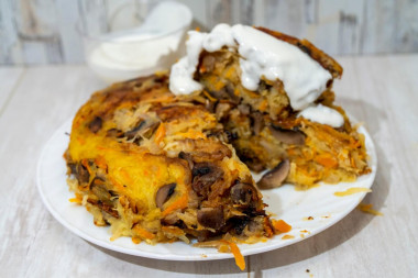 Potato casserole with mushrooms in a slow cooker