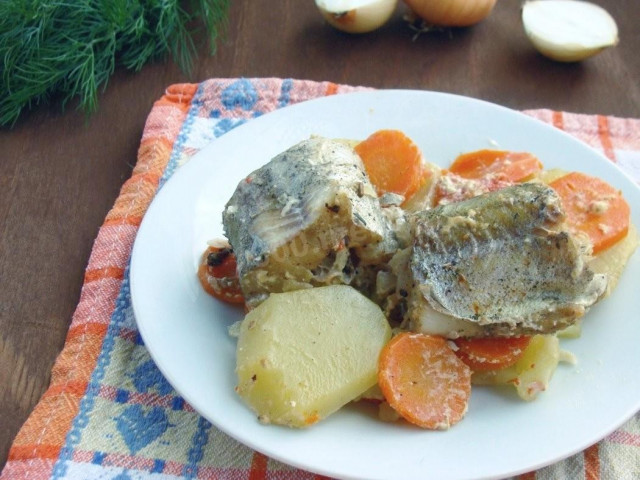 Pollock with potatoes in a slow cooker