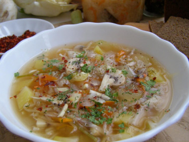 Lean cabbage soup from fresh and sauerkraut in a slow cooker