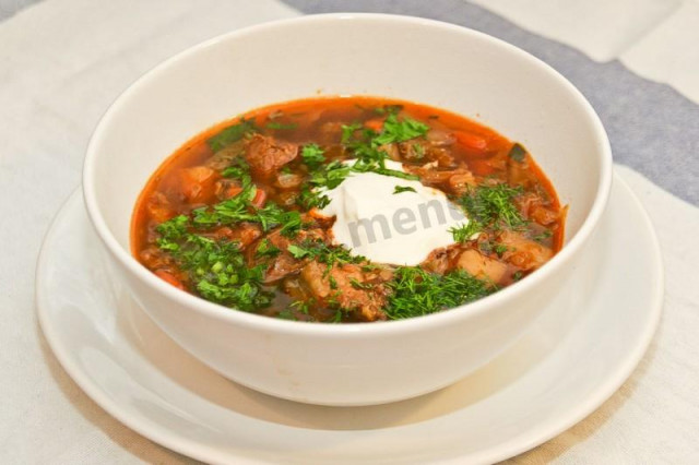 Cabbage soup with beef in a slow cooker