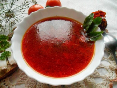 Borscht with beet tops in a slow cooker