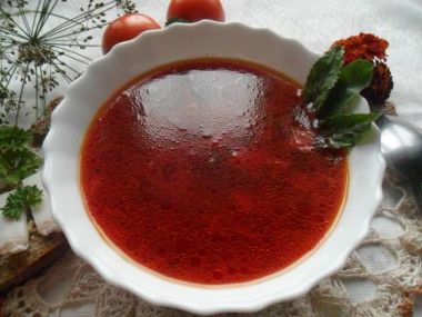 Borscht with beet tops in a slow cooker