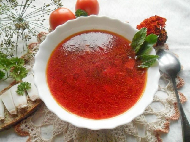 Borscht with beet tops in a slow cooker