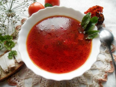 Borscht with beet tops in a slow cooker