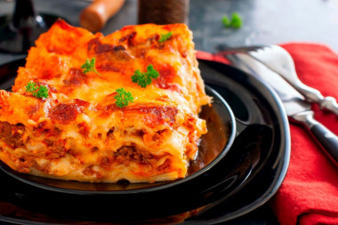 Classic lasagna bolognese with bechamel sauce