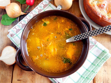 Saury and rice soup