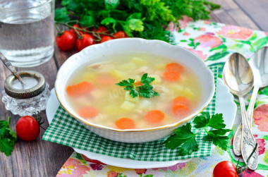 Soup with oatmeal and chicken