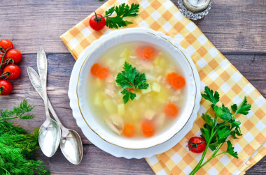 Soup with oatmeal and chicken