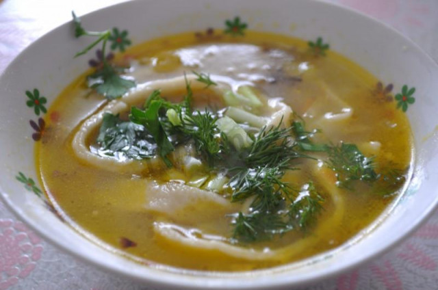 Chicken Breast soup, homemade noodles and potatoes