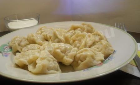 Homemade dumplings in a bread maker made from ready-made minced pork