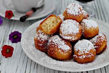 Cottage cheese donuts in butter