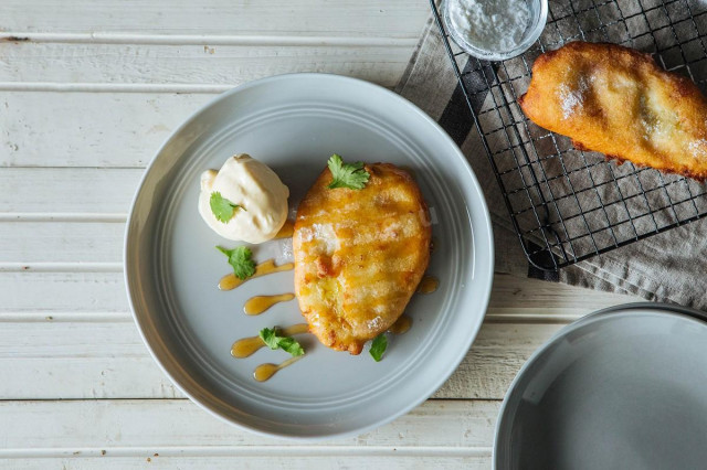 Fried durian in batter