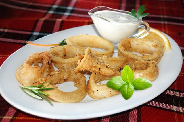 Frozen squid in batter