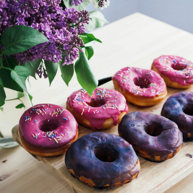 Fried doughnuts with milk and butter