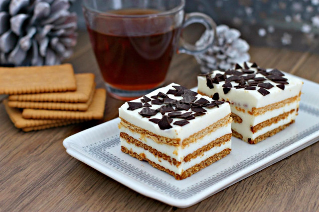 Cottage cheese cake with gelatin cookies without baking